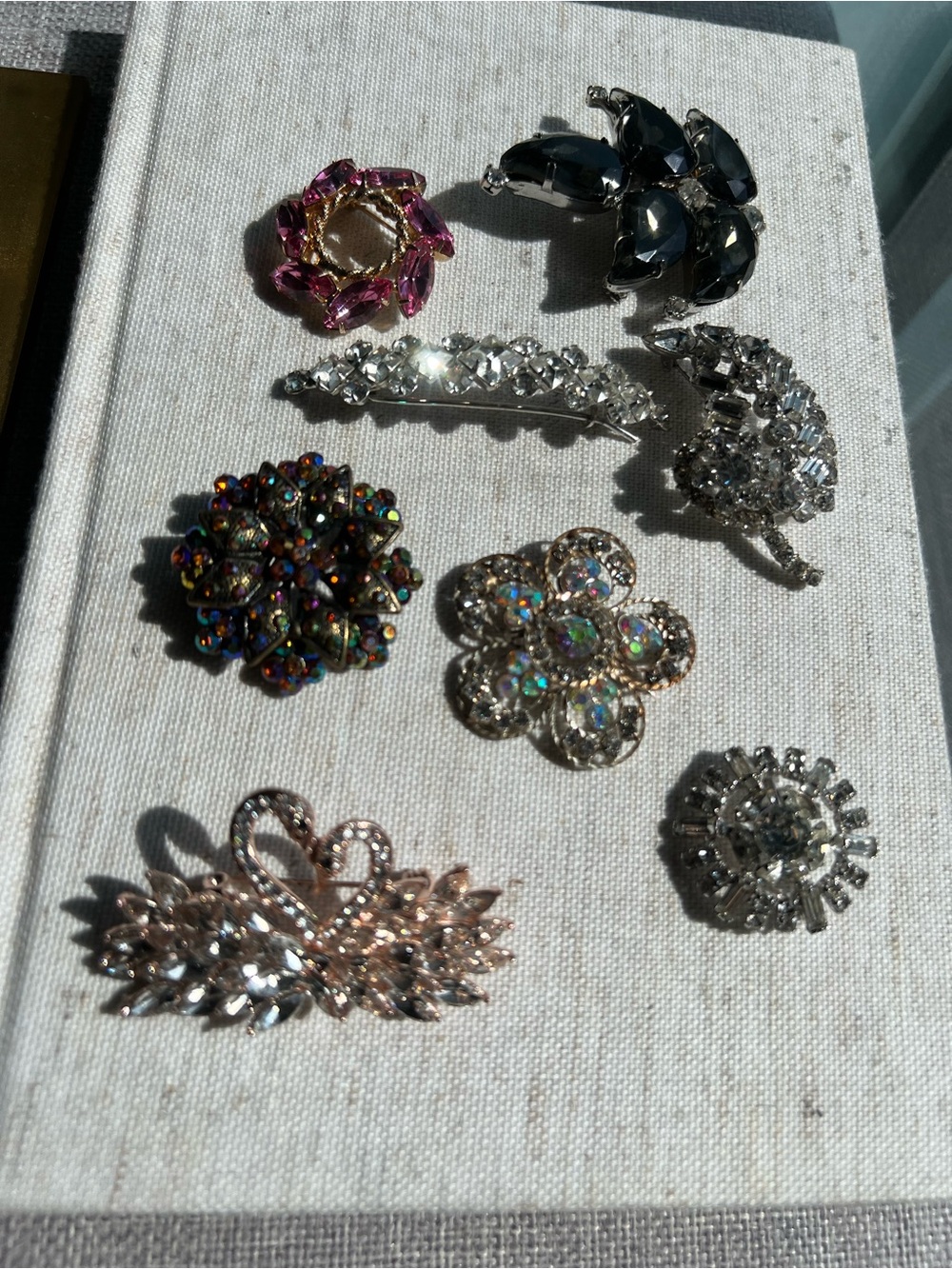 Assorted Women's Rhinestone Brooch Set - Pink, Black, Gold, Silver Tone - Picture 7 of 15